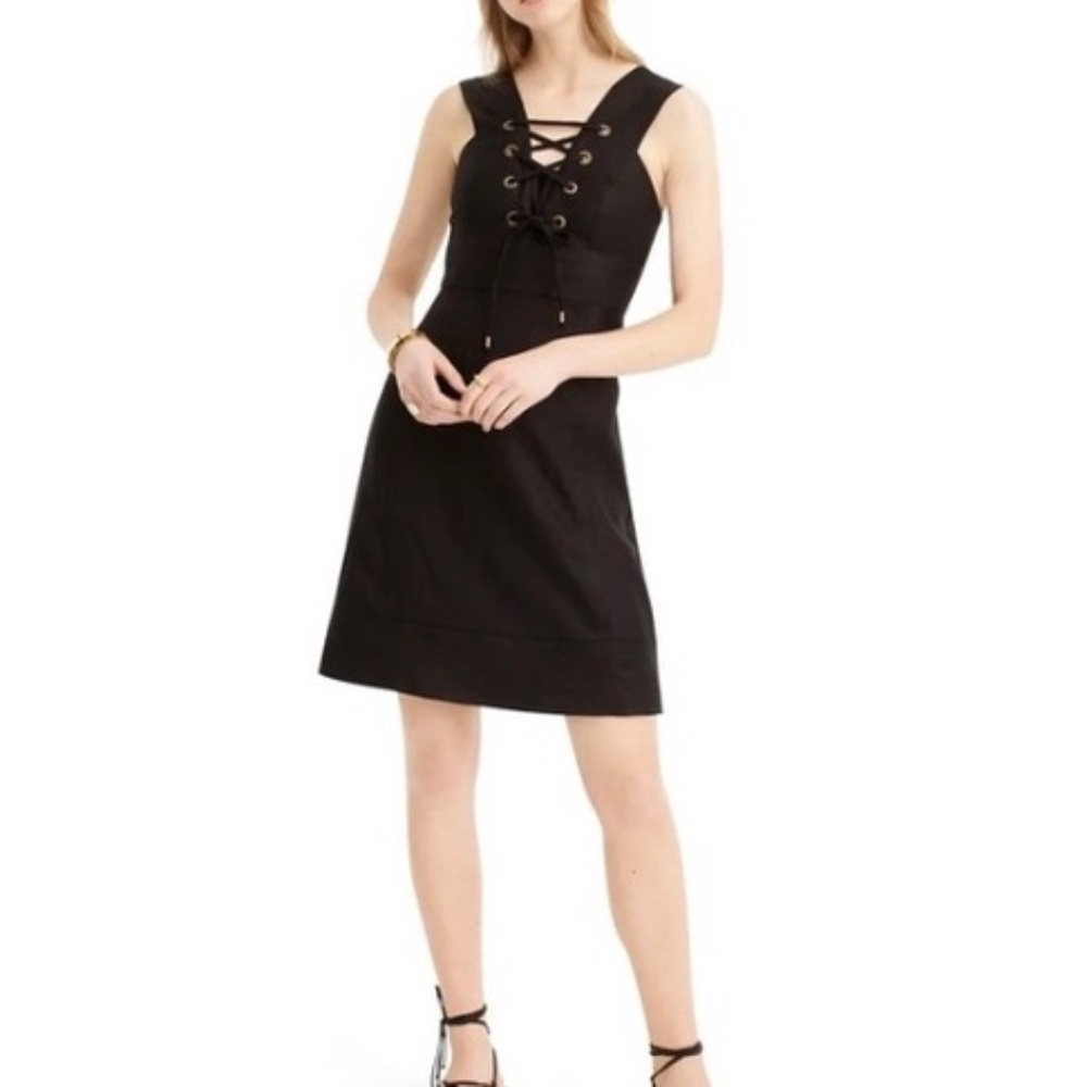J. Crew Black Linen Front Tie Dress